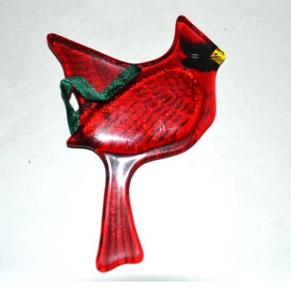 Set Of 3 Red Cardinals Christmas Tree Ornaments In Box Unbranded